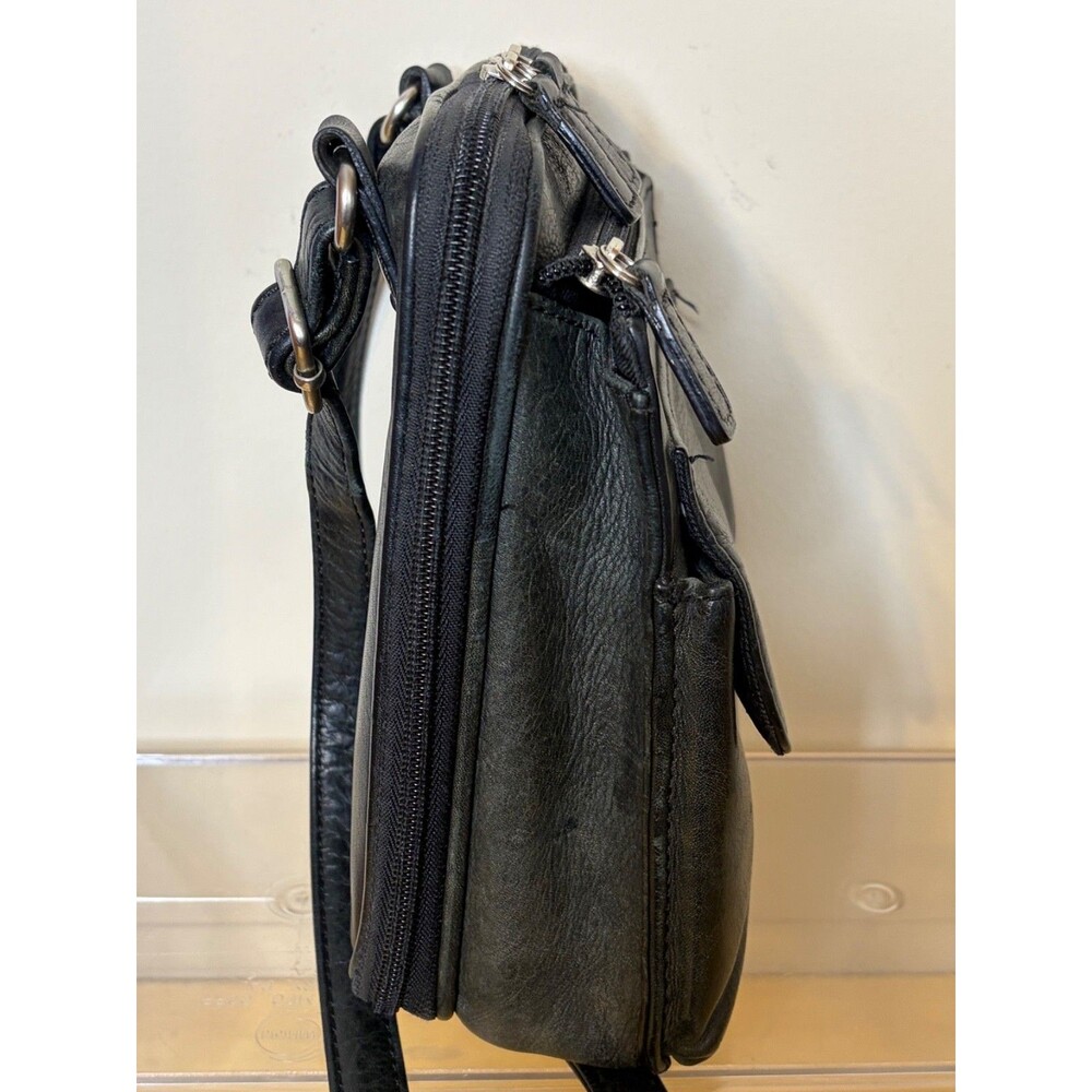 Vintage Fossil Black Leather Crossbody Travel Purse Shoulder Bag - Picture 8 of 14